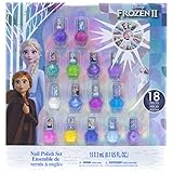 Disney Frozen 2 - Townley Girl Non-Toxic Peel-Off Nail Polish Set with Glittery and Opaque Colors with Nail Gems for Girls Kids Toddler Ages 3+, Perfect for Parties, Sleepovers and Makeovers, 18 Pcs