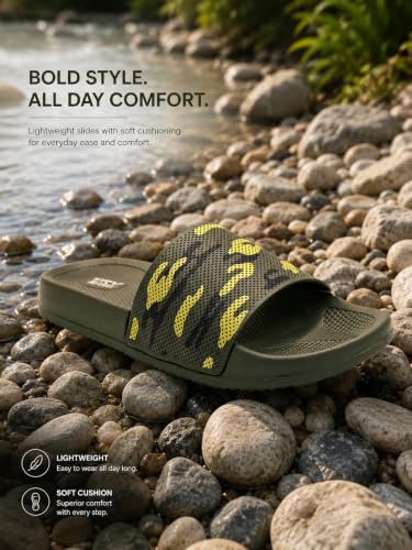 Image of TRV Classic Ultra Soft Sliders /Slippers with Cushion FootBed for Boys & Girls | Comfortable & Light Weight | Stylish & Anti-Skid | Waterproof & Everyday Flip Flops for Boys& Girls jungle