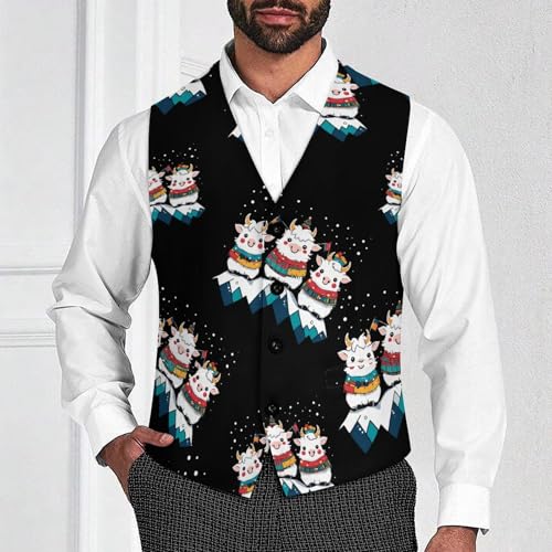Tibetan Yaks Snows Mountain Men's Formal Suit Vest for Business Formal Or Casual Dress Waistcoat Wedding2
