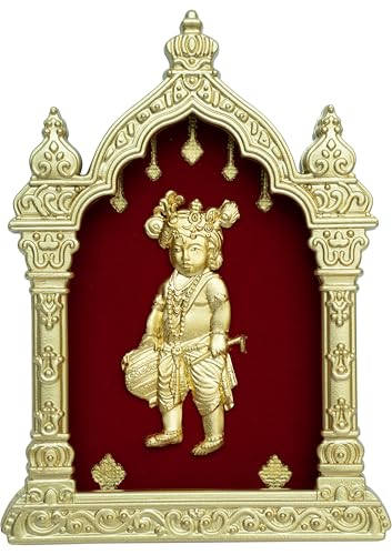 Image of Aarya24KT EKA Temple Series Standing Bal Gopal Table Top Premium Gold Foil Artwork with Metal Stand | Divine Lord Krishna Inspired Spiritual Decor for Home, Office & Pooja Space | Auspicious Gift