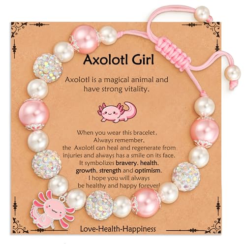 Aretas Axolotl Bracelet Gifts for Girls Women, Axolotl Stuff Birthday Decorations Christmas Valentines Jewelry Gifts for Daughter Niece Granddaughter Teen Teenage Kids Ages 9 10 11 12 13 Year Old