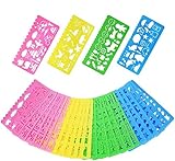 NALCY 36 Stücke Kinder Zeichenschablonen, Schablonen DIY Gemälde Kit Wiederverwendbare Plastikschablonen Kunststoff Schablonen Zeichen Form Set für Kinder, 74 Formen