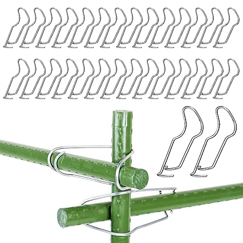 HEKARBAMILL Plant Support Connector Clip, Silver, 30PCS, 0.63x0.63 Inch, Steel