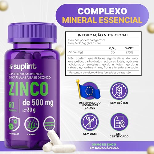Zinco 30MG | Suporte ao Sistema Imunológico, Reprodutivo e à Pele | Promove Saúde ao Coração e Céreb