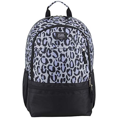 FUEL Ultimate Concept Water Resistant Carry On Luggage Travel Laptop College Business Backpack Work Bag (Black/Snow Leopard Print)