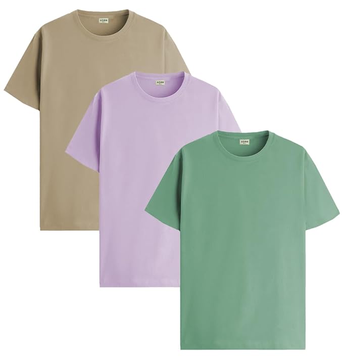 ADRO T Shirts Pack of 3 Mens Tshirts Cotton T Shirts for Men Pack of 3 T Shirts Regular fit Tshirts Combo T Shirts Solid Tshirt for Men