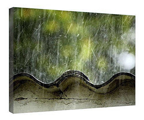Impression sur toile encadrée en bois Jour de pluie 40x50 cm, tableau de salon moderne prêt à poser