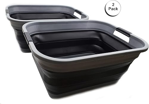 Miniatura 5 de SAMMART Cesta de lavandería de plástico plegable de 41 L (10.8 galones) - Contenedororganizador de almacenamiento plegable - Tina de lavado