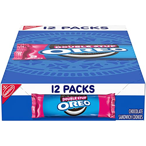 OREO Double Stuf Chocolate Sandwich Cookies, School Lunch Box Snacks, 12 Snack Packs (3 Cookies Per Pack)