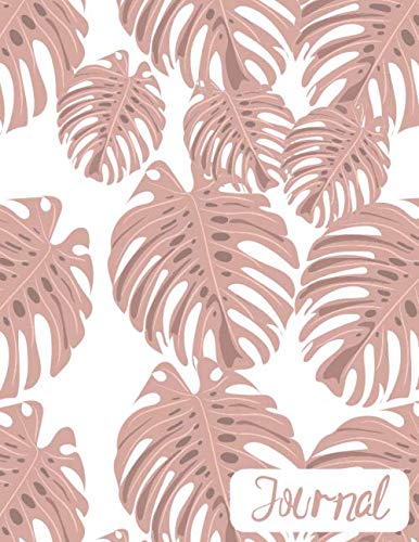 Pink Monstera Journal 8.5 x 11 - Lavender Journals (Notebook, Diary, Wide Rule Notebook)