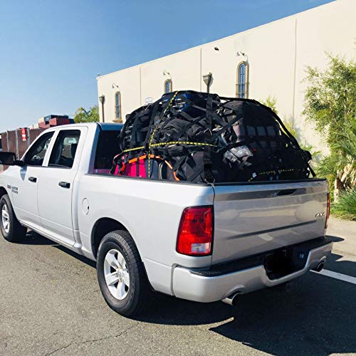 Surmountway Cargo Net Capacity 1100Lbs Truck Bed Cargo Net 5.5' X 4.1' Rugged Truck Bed Cargo Net , Trucks With Cam Buckles & S-Hooks Upgrad With Cross Strap(66" X 50" ) #TOP6