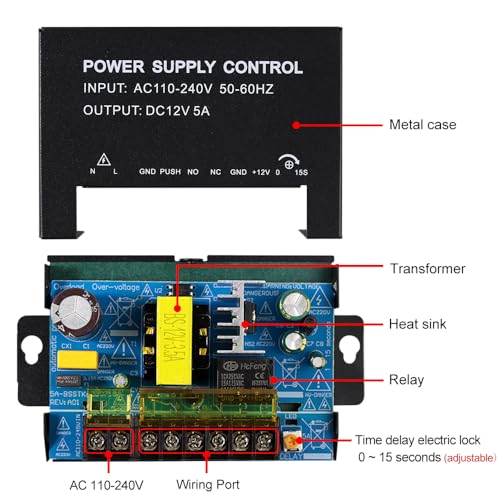 Alimentation CC 12V 5A transformateur AC DC caméra et contrôle accès