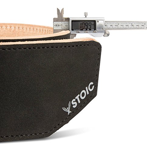 Stoic Powerlifting Belt/Weightlifting Belt - 4 Inches Wide - No Taper for Maximum Support & Protection - Best for Deadlift, Squat for Women & Men (Large, 10MM Thick Single Prong)
