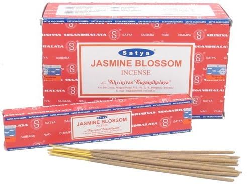 12x Packs of Satya Nag Champa Jasmine Blossom Incense Sticks, 15g