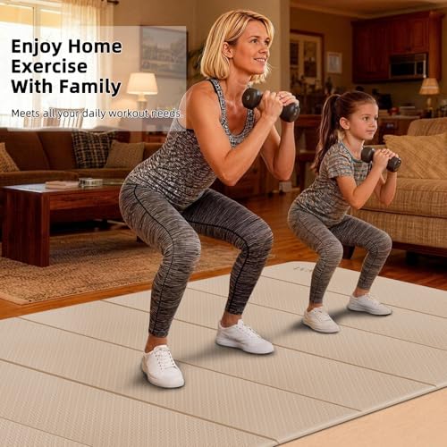 Large Yoga Mat, 74"x47.2" Extra Wide & Long Foldable Yoga Mat, 0.4" Thick Folding Yoga Mat, 2-Person Workout Mat for Home Gym, Extra Large Non-Slip Fitness Mat for HIIT, Yoga, Stretching, Portable Design for Easy Storage (black) by lvme - Image 2