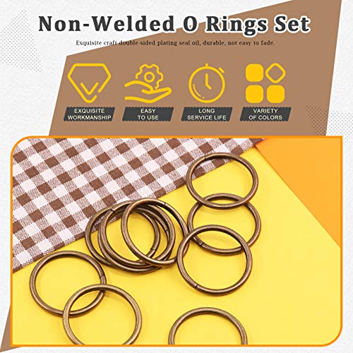 Rustark 60 Pcs 1-33/64’’ Bronze Heavy Duty Metal O Ring, Nickel Plate 3Mm Thick Webbing Round Rings, Multi-Purpose Clasps Buckles For Craft Diy Accessories (38Mm) #TOP2