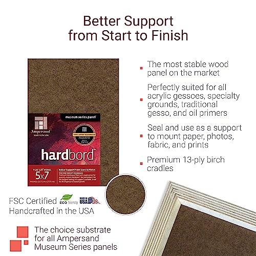 Image of Ampersand Art Supply Hardboard Wood Painting Panel: Museum Series Hardbord, 14 inch x 18 inch, 1 /8 Inch Flat Profile,(Pack of 12)
