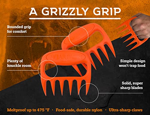 Bear Paws Meat Claws - The Original Meat Shredder Claws, Usa Made - Easily Lift, Shred, Pull And Serve Meats - Ultra-Sharp, Ideal Meat Claws For Shredding Pulled Pork, Chicken, Beef, Turkey - Orange #TOP2