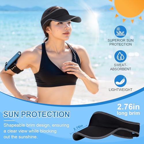 Image of Sports Sun Visor for Men Women, Lightweight Soft Quick-Dry Visor Hat, Packable Tennis Golf Running Visor