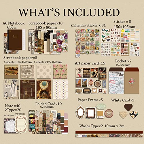 UPSYTIO Vintage Scrapbook Kit, Journaling Scrapbooking Supplies with A6