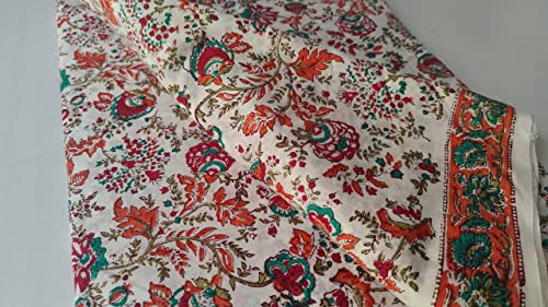 Image of Fashionmart Floral Printed Cotton Fabric Cloth Hand Block Print Fabric Women Material Running Jaipuri Hand Block Printed Women Dress Material Kurtis Natural 44 inch Inches Width 2.5 Meter (Pattern 10)