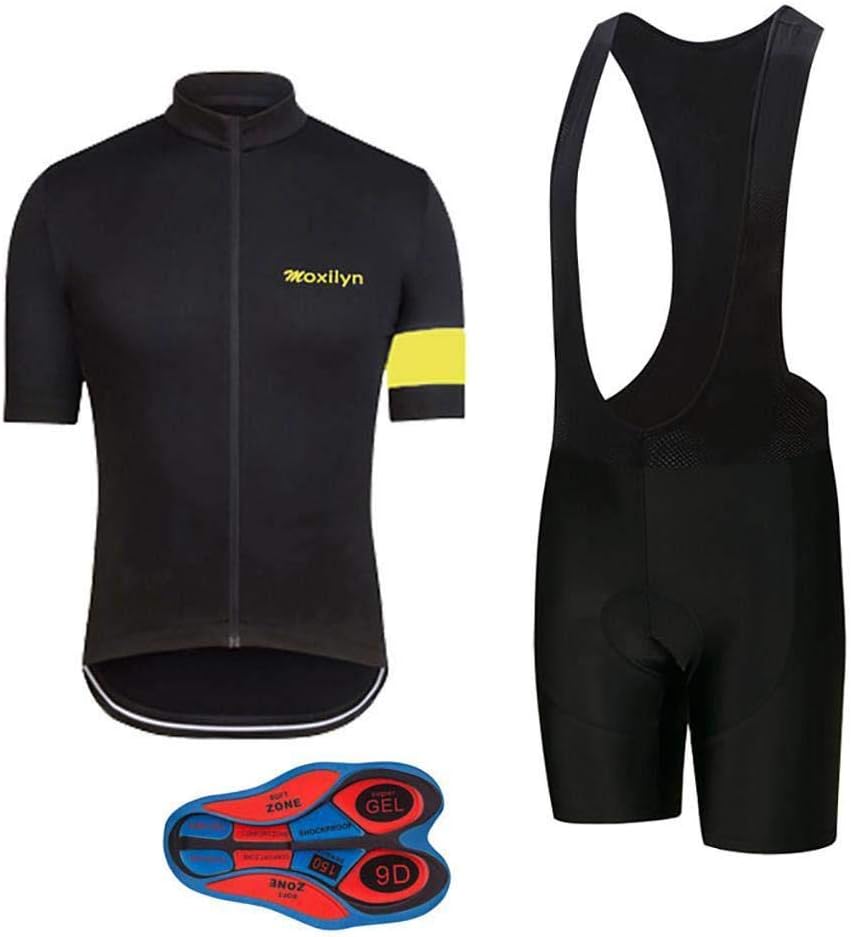 MOXILYNMen's Bike Clothing Set Cycling Jerseys Road Bicycle Shirts Kit + Bib Shorts Quick-Dry Full Zipper Riding Clothes