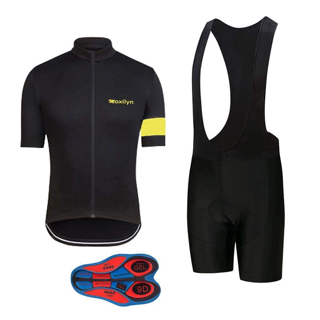 MOXILYN Men's Bike Clothing Set Cycling Jerseys Road Bicycle Shirts Kit + Bib Shorts Quick-Dry Full Zipper Riding Clothes