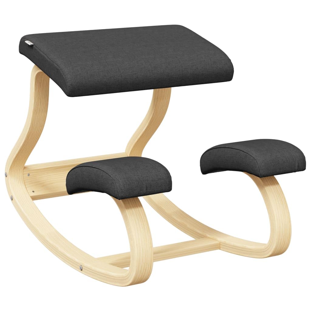 vidaXL Kniestuhl, Kniehocker mit dicken Posltern, Ergonomischer Stuhl 120 kg Belastbarkeit, Bürostuhl Gesundheitsstuhl, Schwarz Birkensperrholz