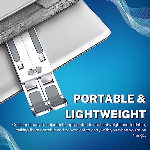 Image of Laptop Stand for Desk, Adjustable Laptop Riser with Storage Bag, Non-Slip Silicone Pads, 6 Eye Levels, 10 inch to 15.6 inch, Aluminum MacBook Stand, Foldable Laptop Holder