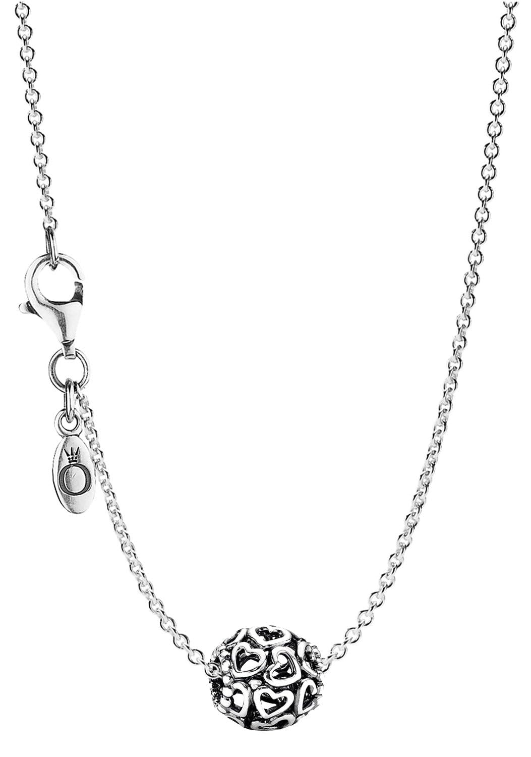 PANDORA Collana da donna argento sterling 925 79893 | Set regalo romantico: collana con ciondolo a forma di cuore, gioiello da donna, idea regalo romantica