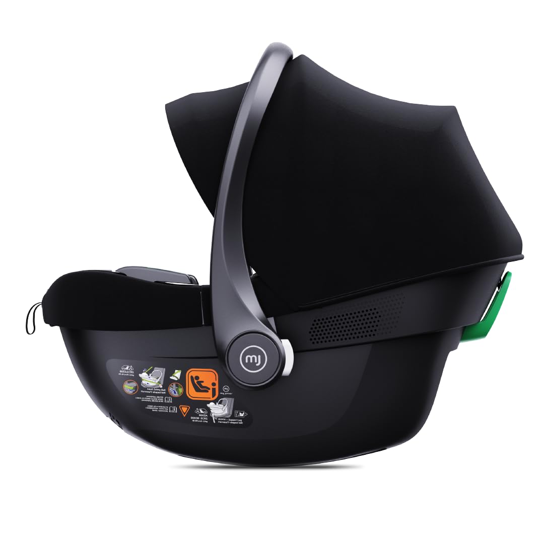 my junior® BEAM i-Size Babyschale, Gruppe 0+ bis 24 Monate, 45-87 cm, max. 13 kg, 6-stufige Kopfstütze, Neugeborenen-Einlage, 5-Punkt-Gurt (Black)