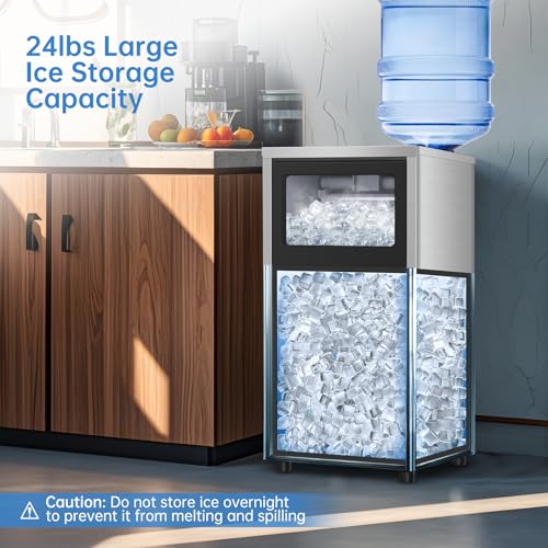 Image of 150LBS Undercounter Commercial Ice Maker, Freestanding Built-in Commercial Ice Machine, Adjustable Ice Maker, Dual Water Ice Machine, Self-Cleaning-for Bar, Restaurant, Cafe, Office, Home, Party