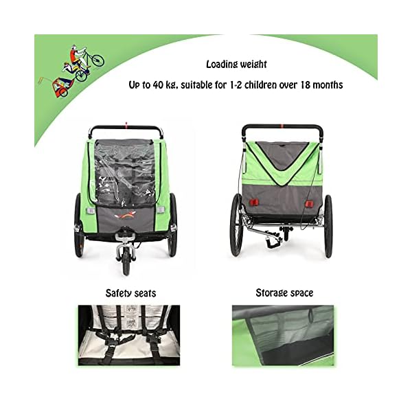 Fiximaster 2020 2 in 1 Multifunktions Fahrradanhänger Kinderwagen Kinderwagen Kinderwagen Handwagen - Grün BT504S Neu … – Bild 5