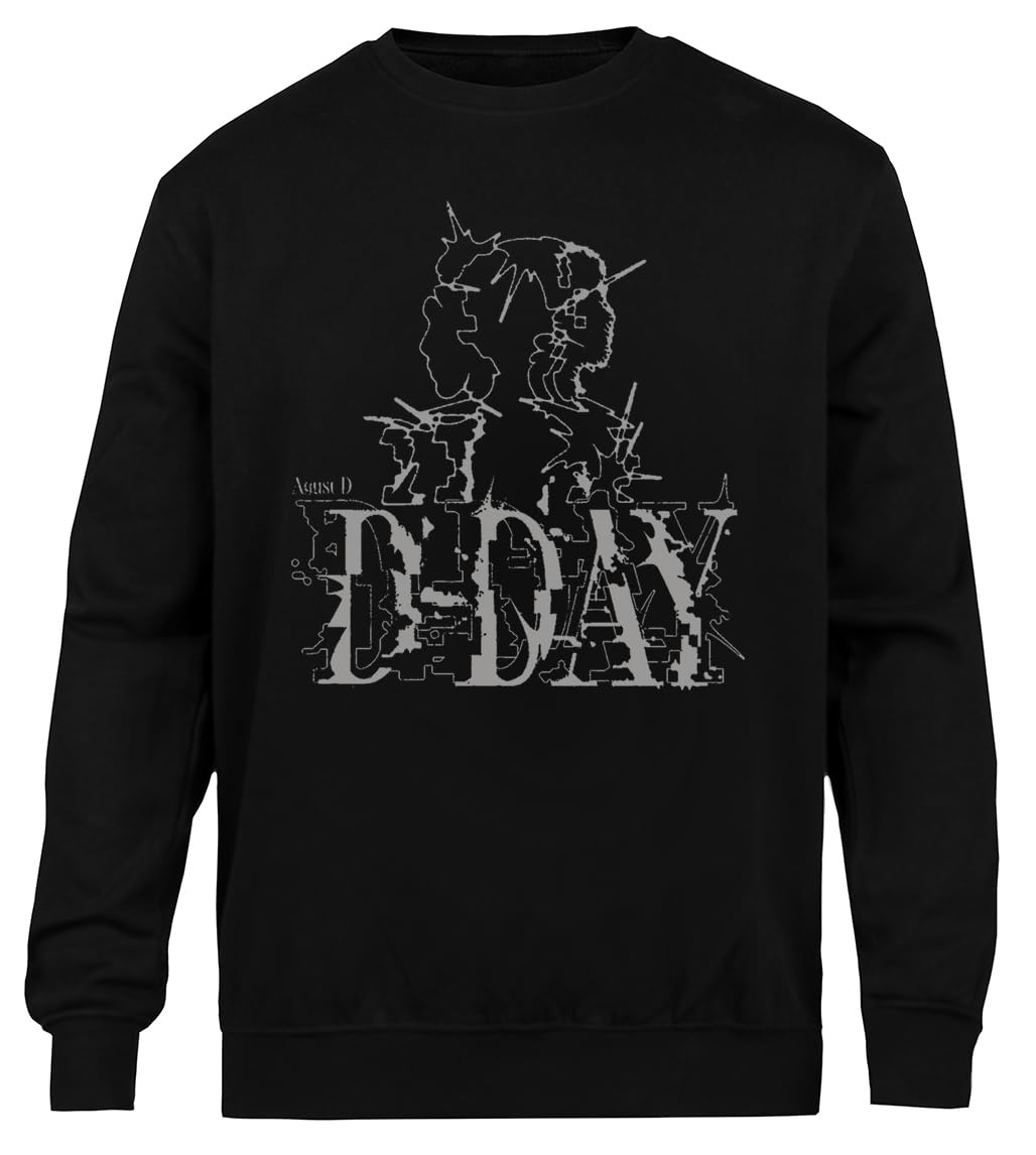 Agust D D Day Sweatshirt Nera Unisex Eco-Friendly Unisex Black Sweatshirt Eco-Friendly Crewneck