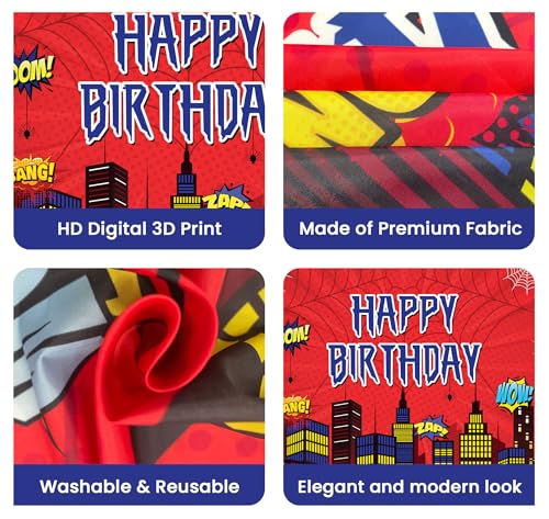 Image of IndoTribe Spidey and Friends Birthday Backdrop 6x4 ft - Spidey Birthday Decorations for Kids, Superhero Party Decorations Backdrop, Spidey and His Amazing Friends Birthday Banner Background