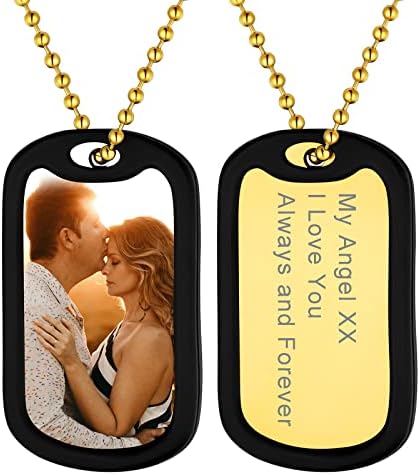 Supcare Customised Dog Tag/Heart/Round Disc Necklaces for Men Women Stainless Steel/18K Gold Plated Inscription Engraved/Photo Printing ID Tag Pendants, with Gift Box