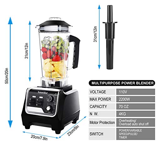 Professional Countertop Blender, 2200W High Power Commercial Blender For Shakes And Smoothies With 70Oz Bpa Free Container, Built-In Timer Smoothie Maker Mixer For Crushing Ice, Frozen Dessert #TOP4
