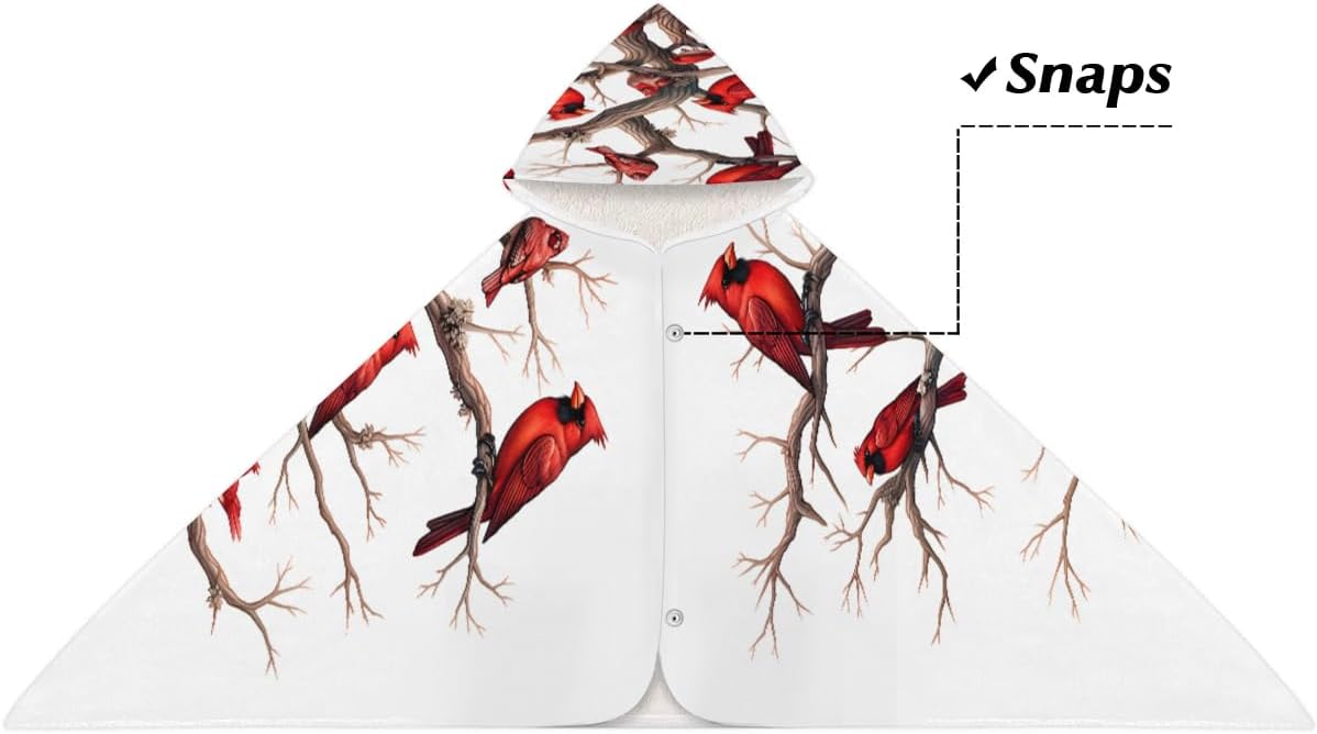 Pardick Kid Bath Towels Retro Branch Birds Kids Towel with Hood for Girls Boys Beach Towel Pool Cover Up Soft Absorbent Toddler Hooded Bath Towel for Shower, Beach, Pool