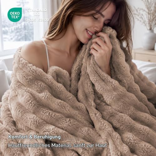 Topfinel Bubble Decke Kuscheldecke Flauschig 220x240cm – Warme Fleece Sofadecke & Couchdecke, Gemütliche Decke für Kinder & Baby… – Ansicht 2