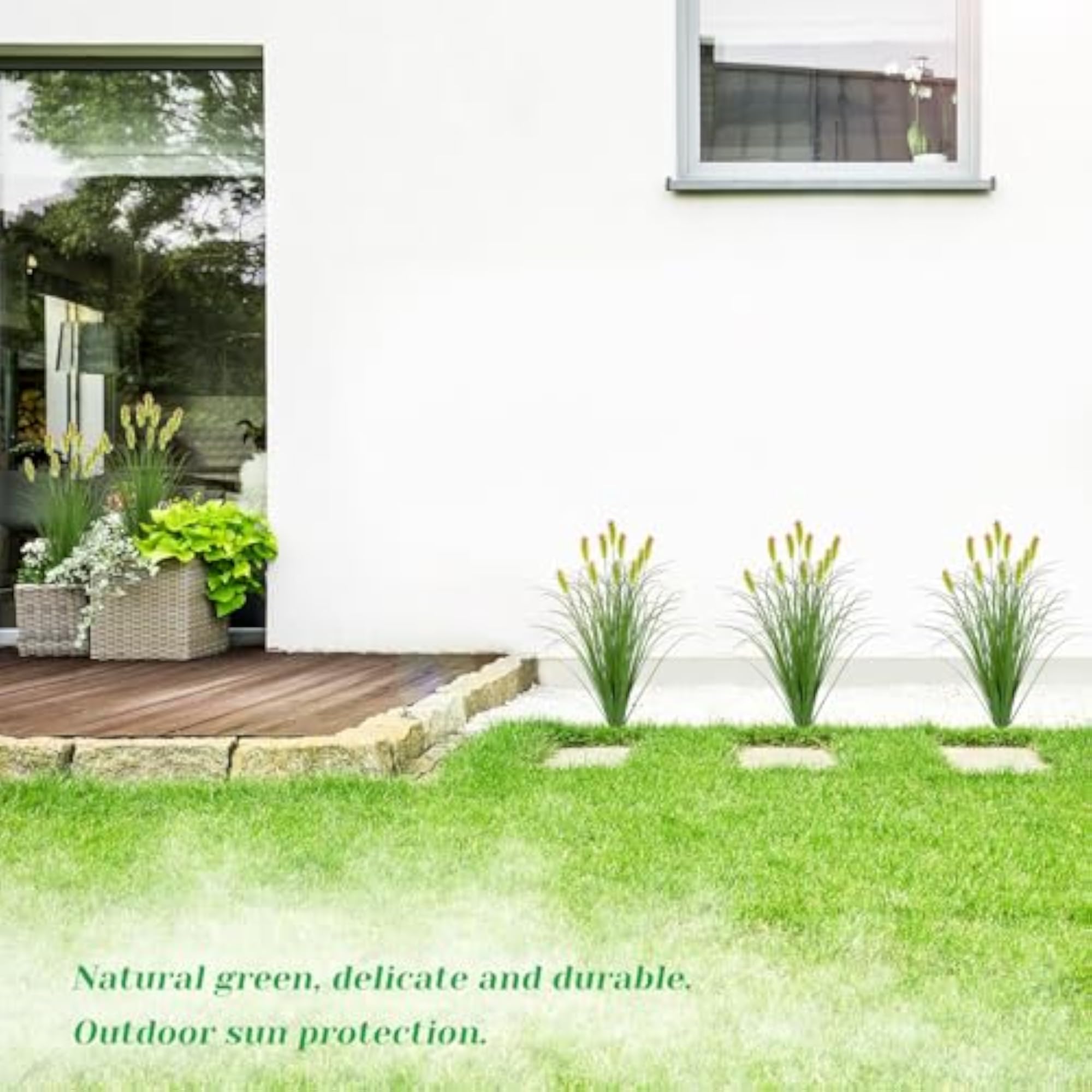 24 Bunches Artificial Plants Grass for Indoor Outdoor Decor