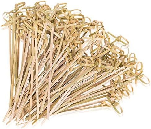 TOPTIME Cocktail Sticks 100 Counts Food Picks Japaneses Style Bamboo Knotted Skewers Bamboo Toothpicks with Twisted Ends Party Supplies-4.7 inches,12cm, Cocktail Skewers, Skewers Bamboo Toothpicks