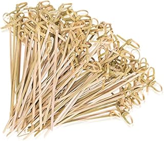 TOPTIME Cocktail Sticks 100 Counts Food Picks Japaneses Style Bamboo Knotted Skewers Bamboo Toothpicks with Twisted Ends Party Supplies-4.7 inches,12cm, Cocktail Skewers, Skewers Bamboo Toothpicks