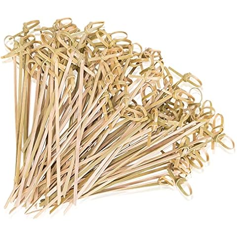 TOPTIME Cocktail Sticks 100 Counts Food Picks Japaneses Style Bamboo Knotted Skewers Bamboo Toothpicks with Twisted Ends Party Supplies-4.7 inches,12cm, Cocktail Skewers, Skewers Bamboo Toothpicks Cover