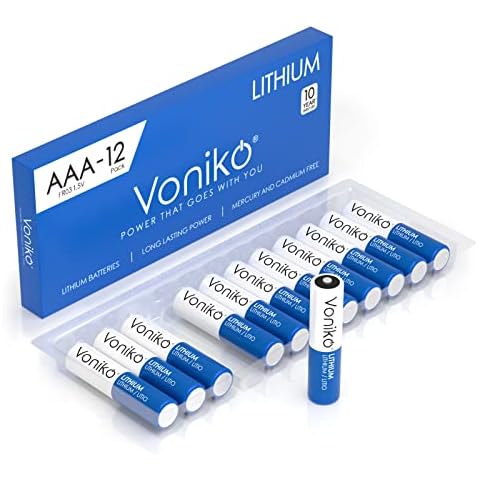 Voniko AAA Batteries, 12 Pack 1.5V Lithium AAA Batteries—High Performance Triple AAA Long Lasting Battery for Flashlight, Toys, Remote Control, Alarm System (Non-Rechargeable) Cover