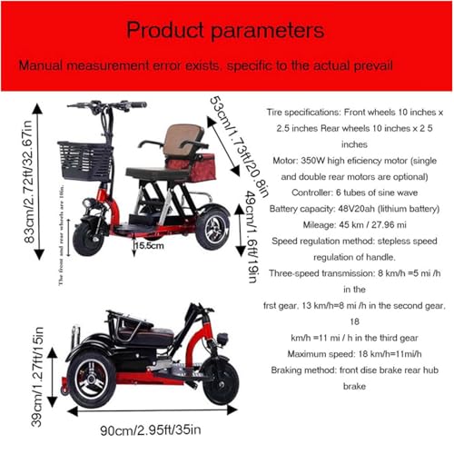 Trottinette de mobilité pour personnes âgées, design pliable à 3 roues avec siège confortable et lumières LED, idéal pour les personnes âgées et handicapées