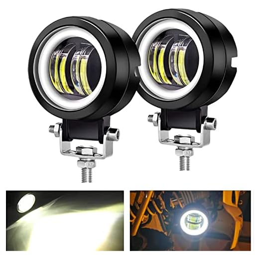 Par de Luces Antiniebla LED Para Todo Terreno Ojos ángel DRL 3 Pulgadas Redondas 6000K 80W 8000lm 10-30V CC Luz LED trabajo Luz Blanca SUV Motocicletas IP68 Soportes Montaje Ajustables e Impermeables