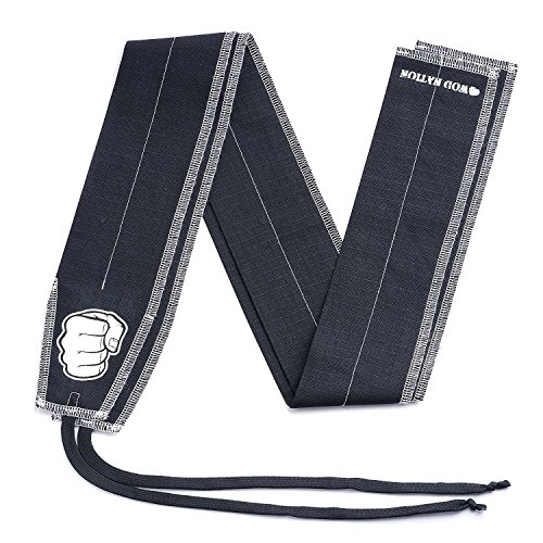 WOD Nation Wrist Wraps Cloth Support Wraps for Strength - Superior Protection for Olympic Weightlifting, Cross Training, Powerlifting - Fits Men and Women - Black and White