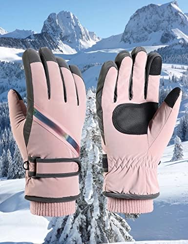 QCYP Women Winter Ski Gloves Thermal Fleece Waterproof Warm Snowboard Snow Gloves Full Fingers Touch Screen Skiing Riding Mittens