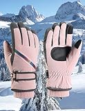 QCYP Women Winter Ski Gloves Thermal Fleece Waterproof Warm Snowboard Snow Gloves Full Fingers Touch