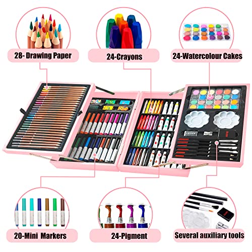 KINSPORY 139 PCS Art Set for Kids Deluxe Painting Drawing Art Supplies Case Gift for Teens Boys Girls 4 5 6 7 8 9 10 11 12 (Rose Pink) - Image 2